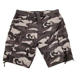 NWOT Ecko Camo Shorts Size 44 42” Waist Gray Pockets Cargo Camouflage Belt